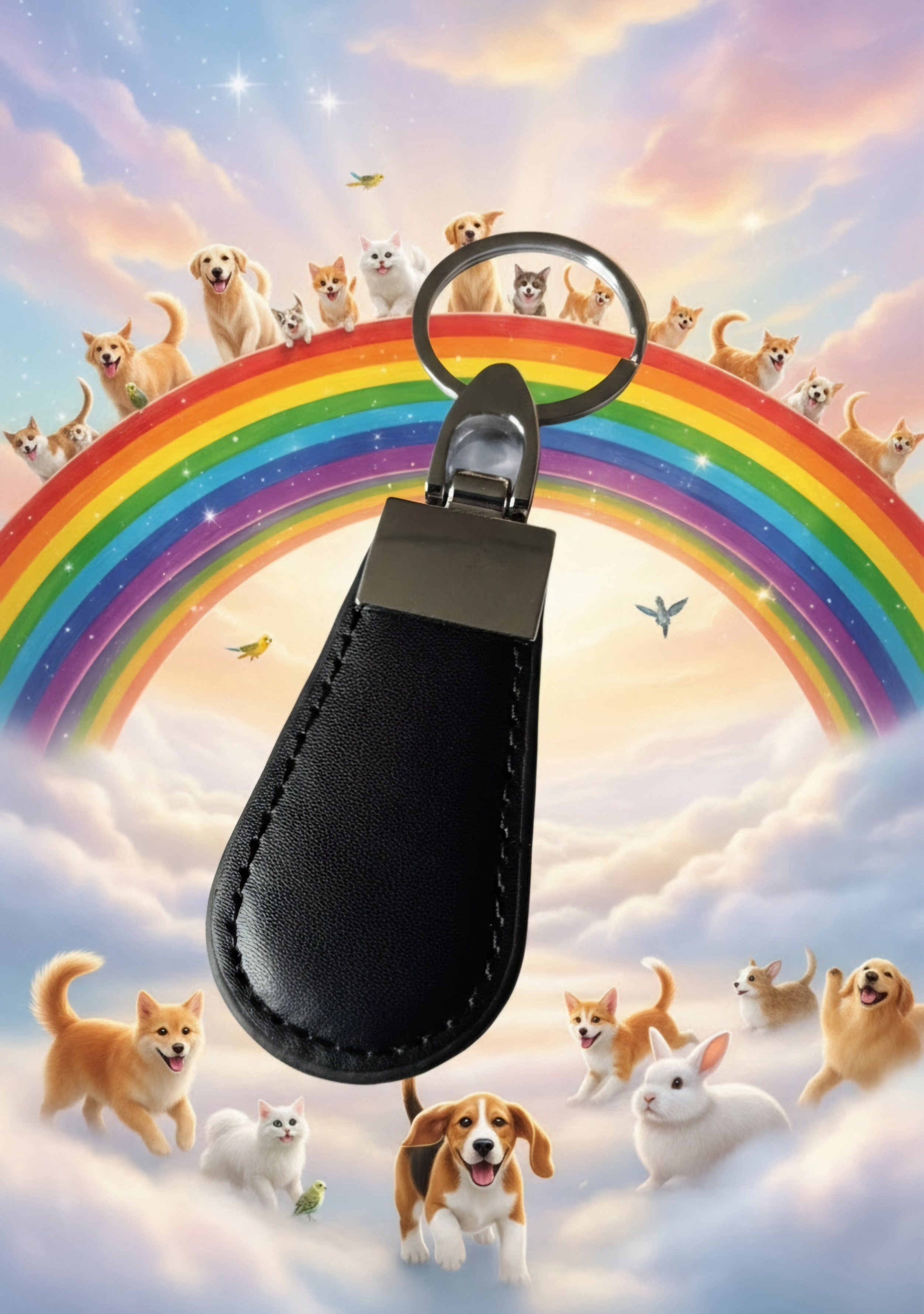 Forever Pets Keyring - Black Faux Leather